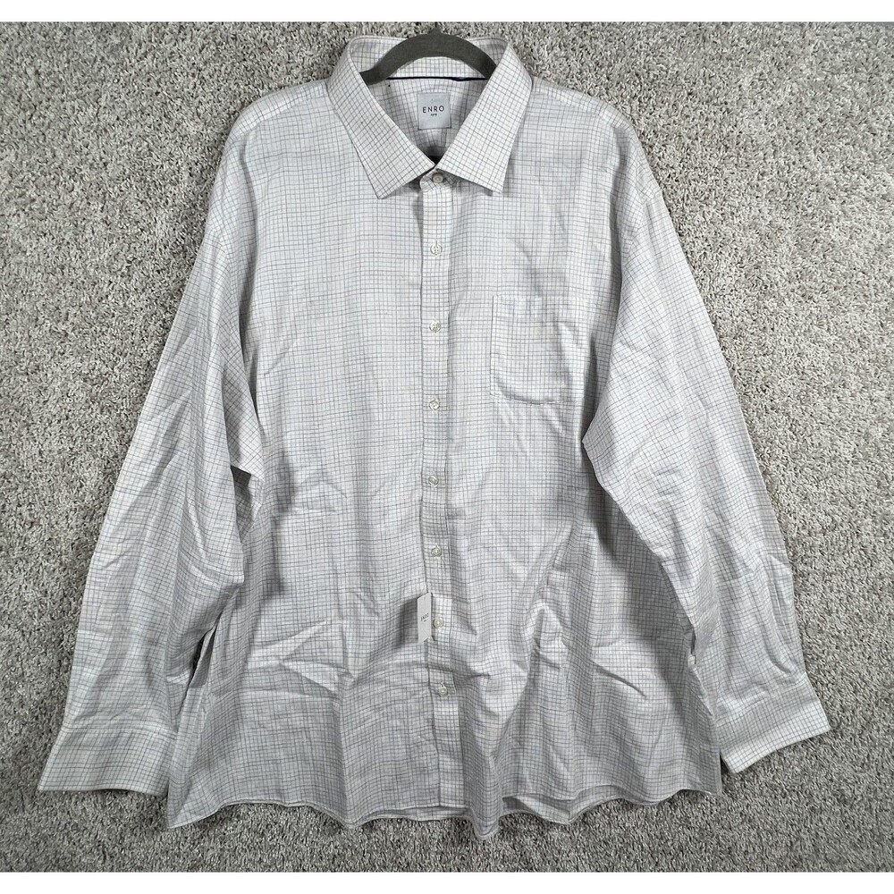 Enro Mens size 4KL Non-Iron Stretch Check Dress Shirt - Brand New